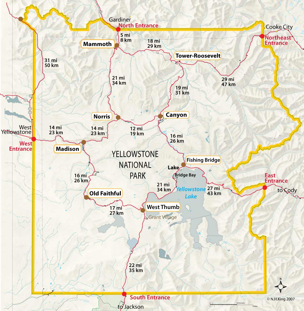 Yellowstone National Park Hotels Map - London Top Attractions Map