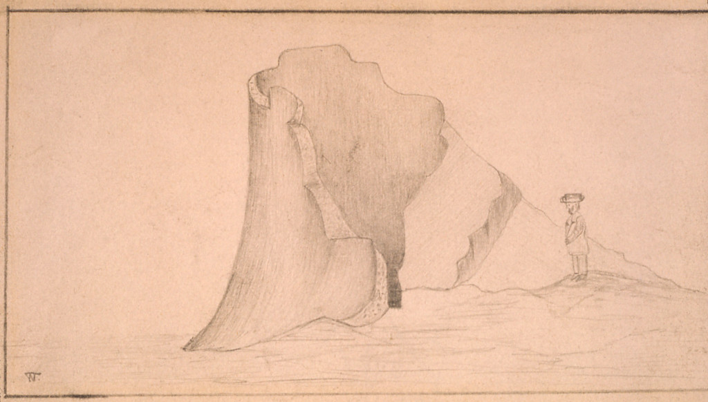 Giant Geyser Cone Pencil Sketch Walter Trumbull 1870 Washburn Expedition