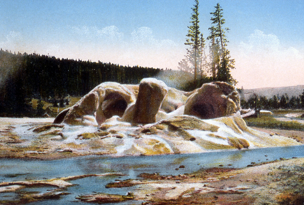 Postcard of Grotto Geyser; Frank J Haynes; Around 1913