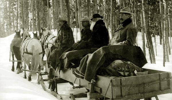 Roosevelt and Burroughs on sled 1903