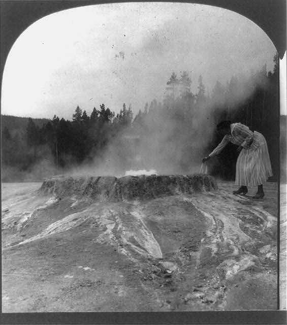woman standing over punch bowl spring keystone view company 1918