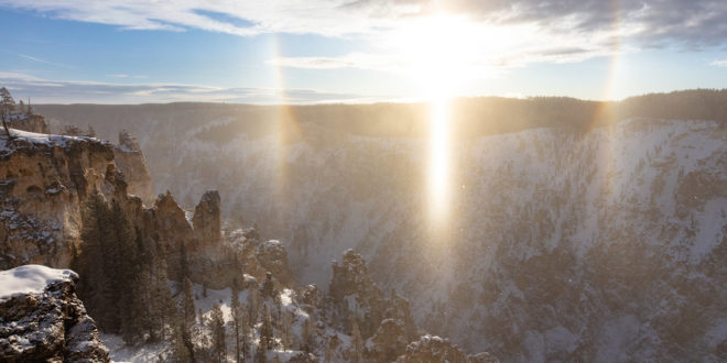 Sun dog over the Grand Canyon of the Yellowstone